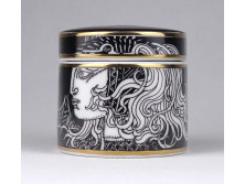Szász Endre STUDIÓ, aranyozott Hollóházi porcelán tégely LIMITED EDITION