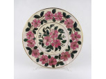 Antik virágos Láng M. Budapest majolika tál "Mariska 1914" felirattal 34.5 cm