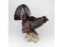 Antik nagyméretű majolika fajdkakas figura 29.5 cm