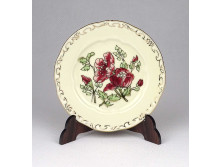 Vajszínű Zsolnay porcelán virágos tányérka 8.5 cm