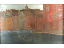 Somogyi János : " Tengerparti város " 78.5 x 50 cm