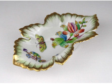 Levél alakú Viktória mintás Herendi porcelán hamutál
