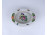 Régi ovális alakú virágmintás Herendi porcelán fonott kosár 14.5 cm