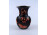 Antik narancssárga pillangó mintás fekete Herendi porcelán váza 14.3 cm