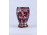 Antik bíborpácolt csiszolt szarvas, fajdkakas mintás Eggermann talpas üveg váza 13 cm