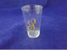 Antik monogramos üveg pohár