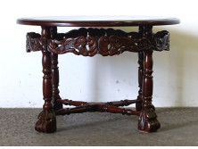 Keleti stílusú oroszlánlábas körasztal szalonasztal 52 x 80 cm
