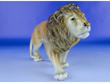 Jelzett Royal Dux porcelán oroszlán szobor