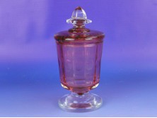 Antik Bieder fedeles rózsaszín üveg kupa