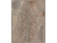 Antik acélmetszet térkép PALESTINA