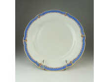 Antik kék szegélyes porcelán lapostányér